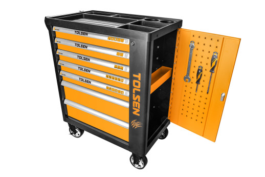 Тележка инструментальная, 7 выдвижных ящиков, черная TOLSEN TT80317