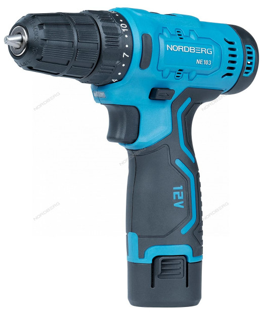 Шуруповерт аккумуляторный макс ? сверла 10мм, 12В, 30Нм с акк. и зар. уст-вом NORDBERG NE103K