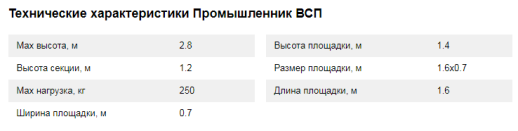Вышка (0.7x1.6/H=2.8м) Промышленник ВСП ВП0728