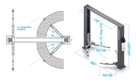 Подъемник двухстоечный электрогидравлический, 380В, г/п 6т NORDBERG N4122H-6T_380V