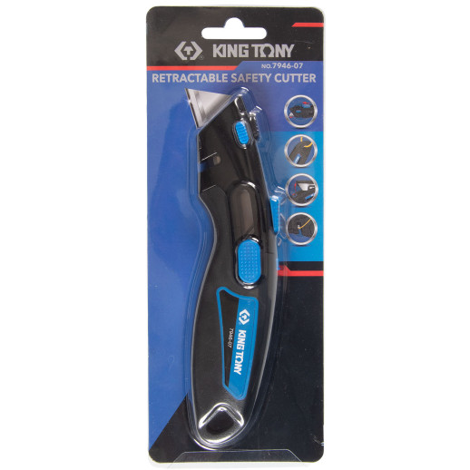 Нож со сменными трапециевидными лезвиями, 19 мм KING TONY 7946-07