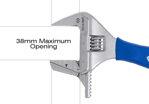 Ключ разводной 212 х 38 мм, с изменяемой губкой KING TONY 3614-08R