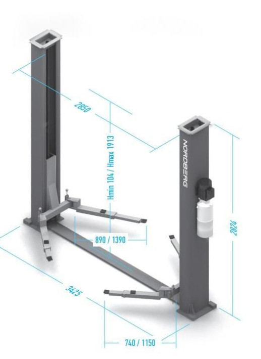 Подъемник двухстоечный, г/п 4т (380В) NORDBERG N4121A-4T_380V