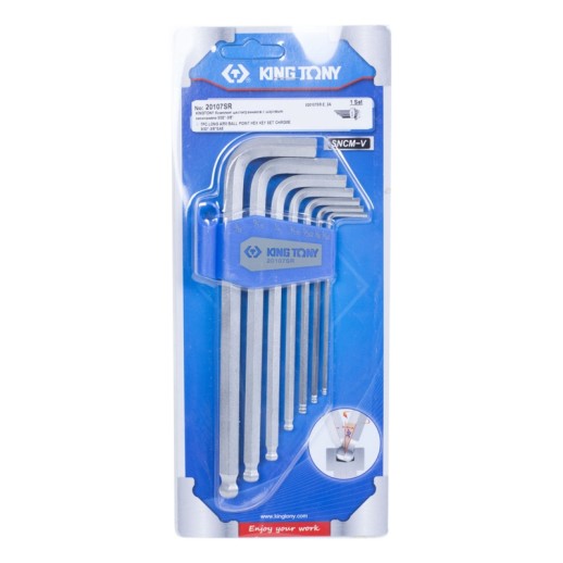 Набор Г-образных шестигранников 3/32"-3/8", дюймовые, с шаровым окончанием, 7 предметов KING TONY 20107SR