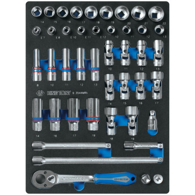 Набор торцевых головок 3/8" с принадлежностями, ложемент, 44 предмета KING TONY 9-3544MRV