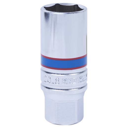 Головка свечная шестигранная 3/8", 21 мм, L = 70 мм, резиновый фиксатор KING TONY 363521