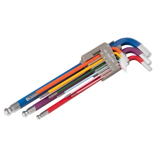 Набор Г-образных шестигранников 1,5-10 мм, длинные, с шаровым окончанием, 9 предметов KING TONY 20109MW