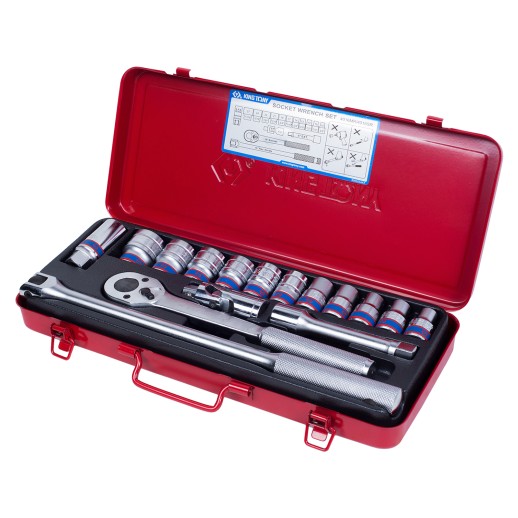 Набор торцевых головок с принадлежностями 1/2&quot;, двенадцатигранные, 10-27 мм, 16 предметов KING TONY 4016MR