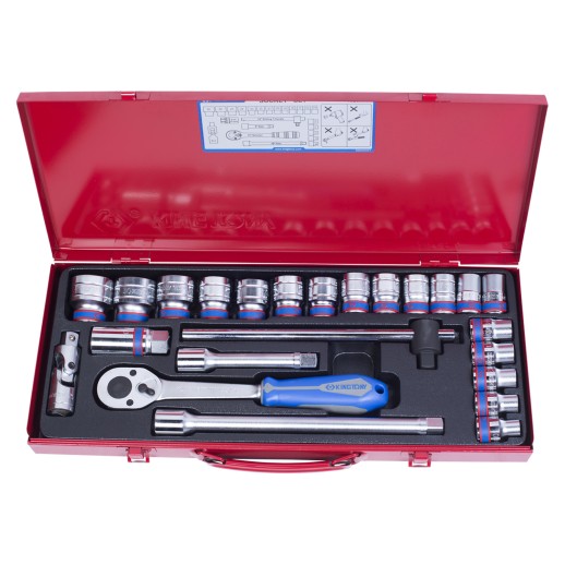 Набор торцевых головок с принадлежностями 1/2&quot;, двенадцатигранные, 10-32 мм, 24 предмета KING TONY 4028MR