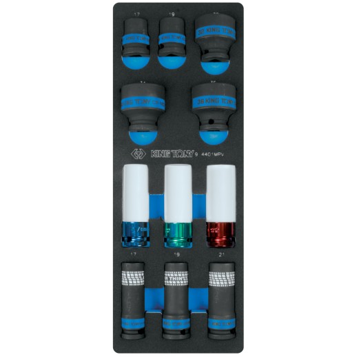 Набор ударных головок 1/2", ложемент, 11 предметов KING TONY 9-4401MPV