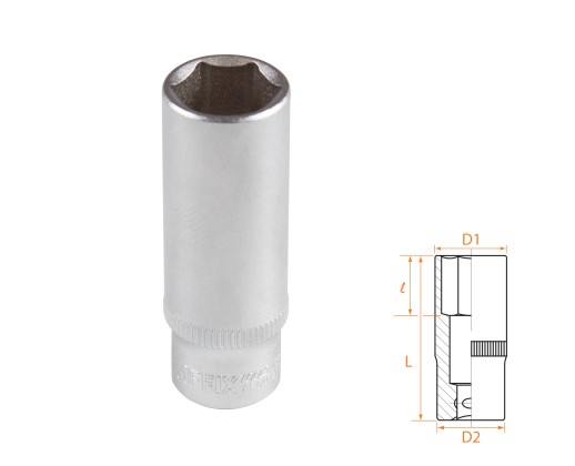 Головка торцевая глубокая шестигранная 1/4", 13 мм AFFIX AF00120013