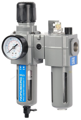 ФИЛЬТР воздушный с редуктором и лубрикатором PRO, 1/2" NORDBERG NP8434