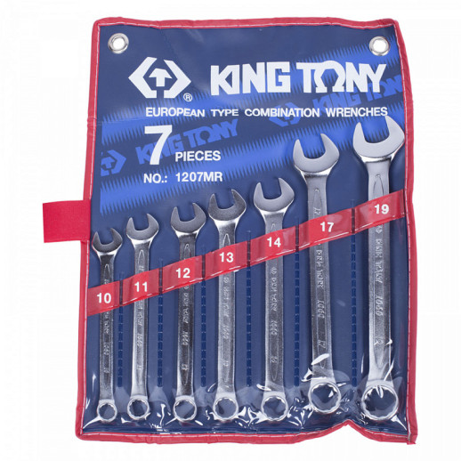 НАБОР КОМБИНИРОВАННЫХ КЛЮЧЕЙ, 10-19 ММ, 7 ПРЕДМЕТОВ KING TONY 1207MR