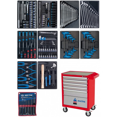 Набор инструментов в красной тележке, 173 предмета KING TONY 932-000AMR