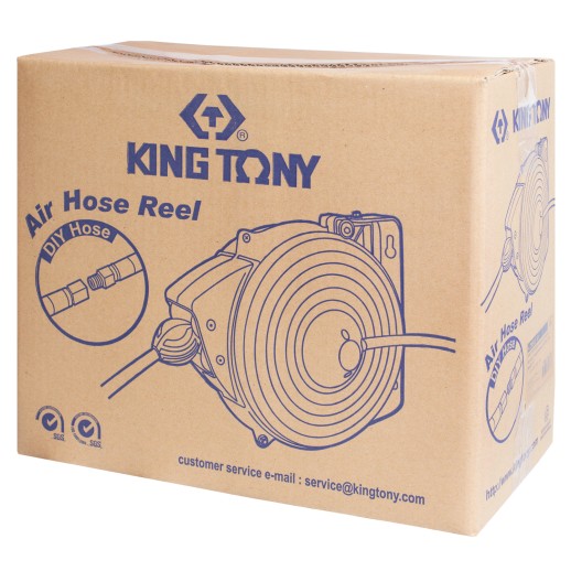 Шланг пневматический на автоматической катушке 8х12 мм, 10 м, полиуретановый, резьба 1/4" KING TONY 79912-10
