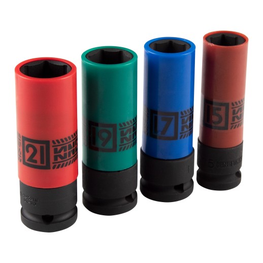 Набор глубоких ударных торцевых головок 1/2", шестигранные, 15, 17, 19, 21 мм KING TONY 44904MP01