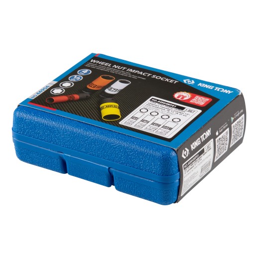 Набор глубоких ударных торцевых головок 1/2", шестигранные, 15, 17, 19, 21 мм KING TONY 44904MP01