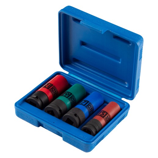 Набор глубоких ударных торцевых головок 1/2", шестигранные, 15, 17, 19, 21 мм KING TONY 44904MP01