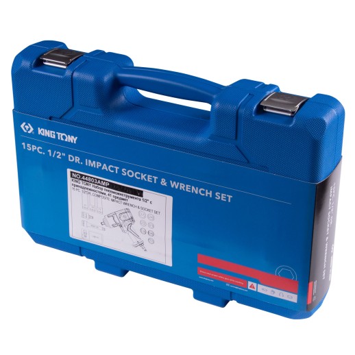 Гайковерт пневматический ударный 1/2", 1356 Нм, с комплектом головок, 15 предметов KING TONY 44803AMP