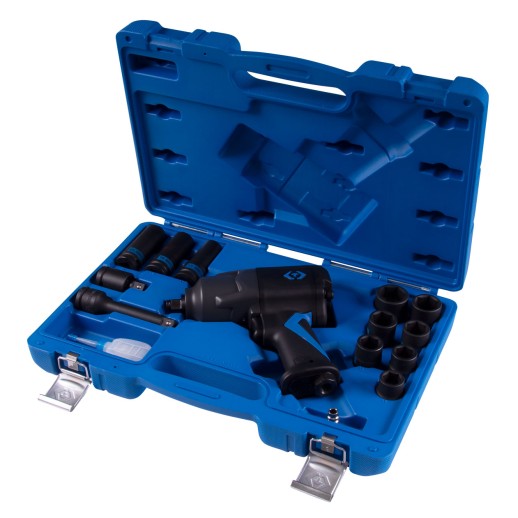 Гайковерт пневматический ударный 1/2", 1356 Нм, с комплектом головок, 15 предметов KING TONY 44803AMP