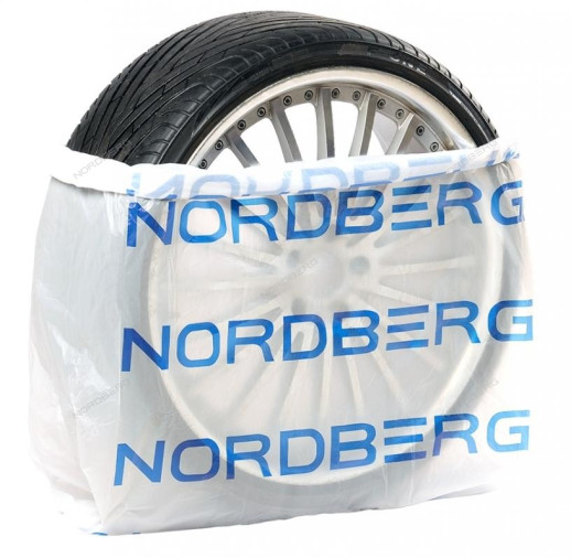 ПАКЕТ ДЛЯ ШИН ПНД 110х110см 15мкм белый с логотипом (100 шт.) NORDBERG ЦБ-00019571