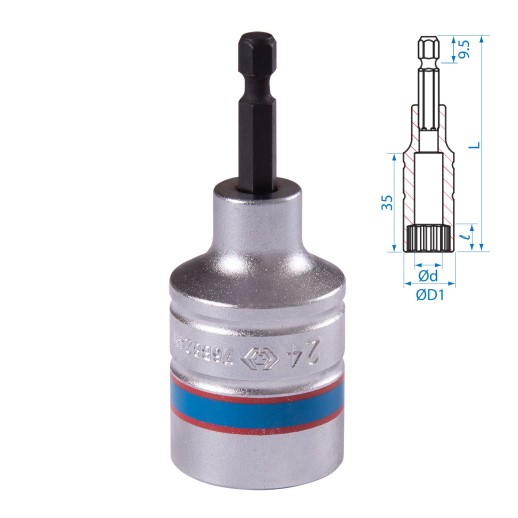 Головка для шуруповерта двенадцатигранная 1/4", 24 мм, L = 80 мм KING TONY 76B824M