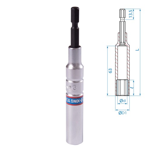Головка для шуруповерта шестигранная 1/4", 9 мм, L = 110 мм KING TONY 76C1109M