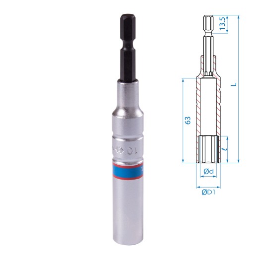 Головка для шуруповерта шестигранная 1/4", 10 мм, L = 110 мм KING TONY 76C1110M