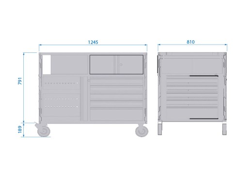 Верстак инструментальный, 10 выдвижных ящиков и 2 отсека, &quot;SQUAD&quot; KING TONY 87SQ34-10B-BK