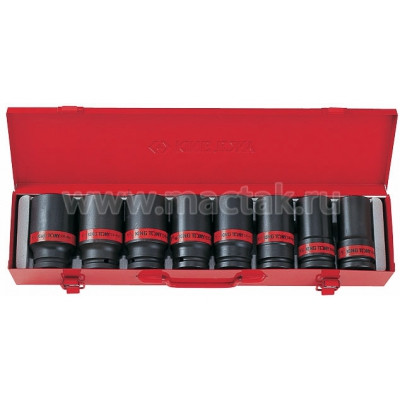 Набор ударных глубоких торцевых головок 3/4", шестигранные, 1"-1&1/2", 8 предметов KING TONY 6410SP