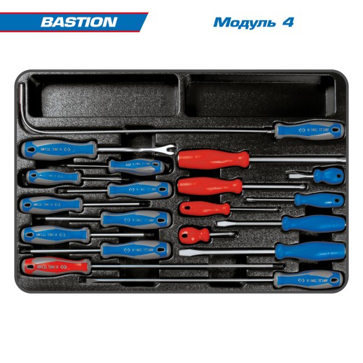 Набор инструментов "BASTION" в красной тележке, 204 предмета KING TONY 934-100AMR