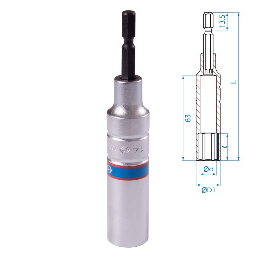 Головка для шуруповерта шестигранная 1/4", 14 мм, L = 110 мм KING TONY 76C1114M