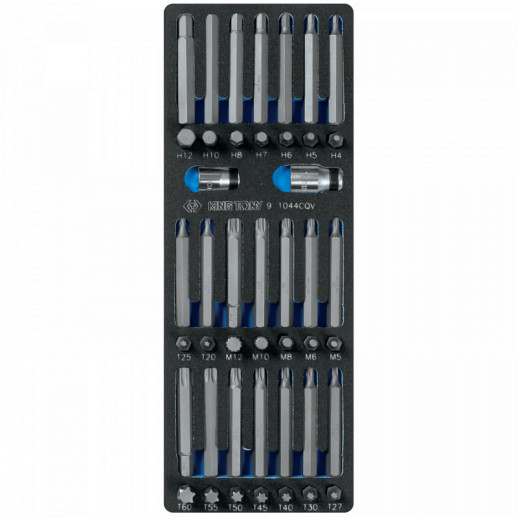 НАБОР ВСТАВОК (БИТ) 10 ММ, TORX, SPLINE, HEX, ЛОЖЕМЕНТ, 44 ПРЕДМЕТА KING TONY 9-1044CQV