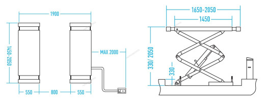 Подъемник ножничный 3,5т, с встроенными адаптерами для SUV авто, 220В (синий) NORDBERG N631-3,5B