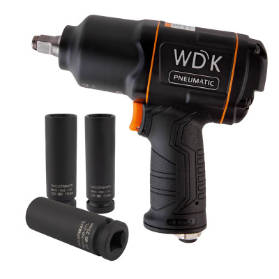 Пневматический ударный гайковерт с набором ударных головок WDK-20440L