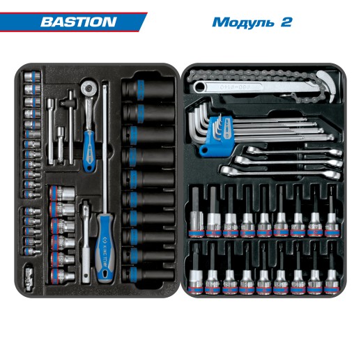 Набор инструментов "BASTION" в черной тележке, 204 предмета KING TONY 9G35-100MR