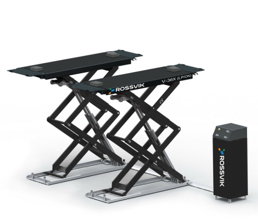 АВТОПОДЪЕМНИК НОЖНИЧНЫЙ ROSSVIK PRO V-36X (LP/ON) НАПОЛЬНЫЙ Г/П 3.6Т, 380В RAL7040 ЦВЕТ СЕРЫЙ
