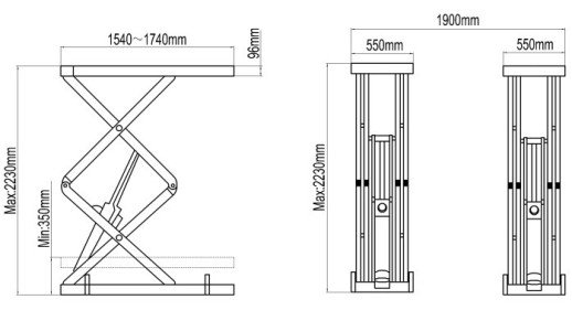 S350F Ножничный (двойные ножницы короткая платформа) заглубляемый подъемник, 3,5 т.