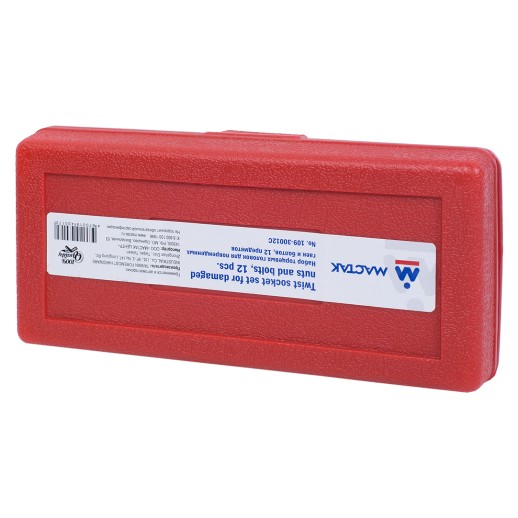 Набор торцевых головок для поврежденных гаек и болтов, 8-21 мм, кейс, кейс, 12 предметов МАСТАК 109-30012C