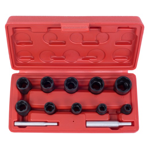 Набор торцевых головок для поврежденных гаек и болтов, 8-21 мм, кейс, кейс, 12 предметов МАСТАК 109-30012C