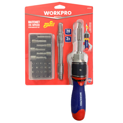 Отвертка 2X DRIVE с трещоткой (28 предметов) WP221053 WORKPRO