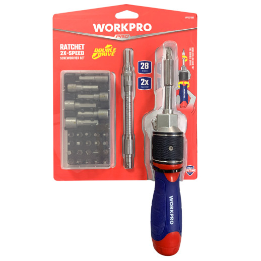 Отвертка 2X DRIVE с трещоткой (28 предметов) WP221053 WORKPRO
