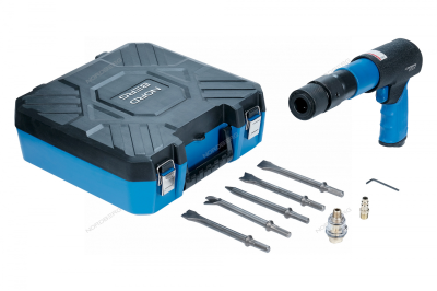 Пневмозубило 250 мм, с комплектом насадок и быстросъемным держателем в кейсе NP5070K