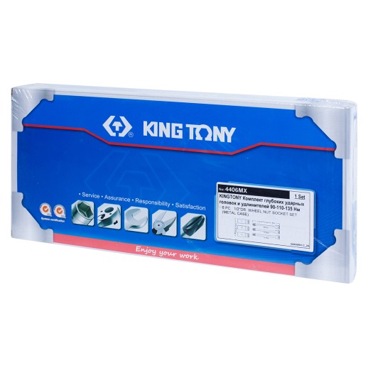 Набор ударных глубоких торцевых головок и торсионных удлинителей 1/2", 17, 19, 21 мм KING TONY 4406MX