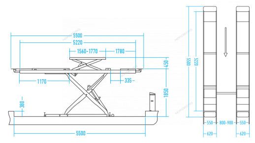 Подъемник ножничный для сх-разв 5,5т, 380В, 2 уровня, серый NORDBERG N635-5,5G