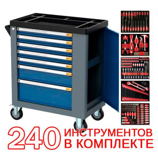 Тележка инструментальная с набором инструментов RC03.3018.P7