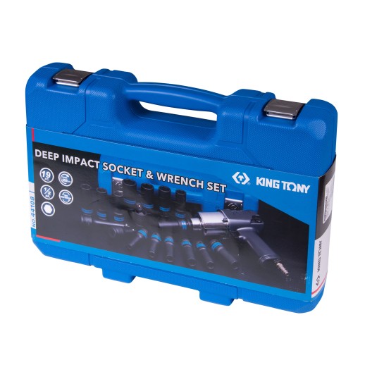 Гайковерт пневматический ударный 1/2", 881 Нм, с комплектом головок, 19 предметов KING TONY 44108AMP01