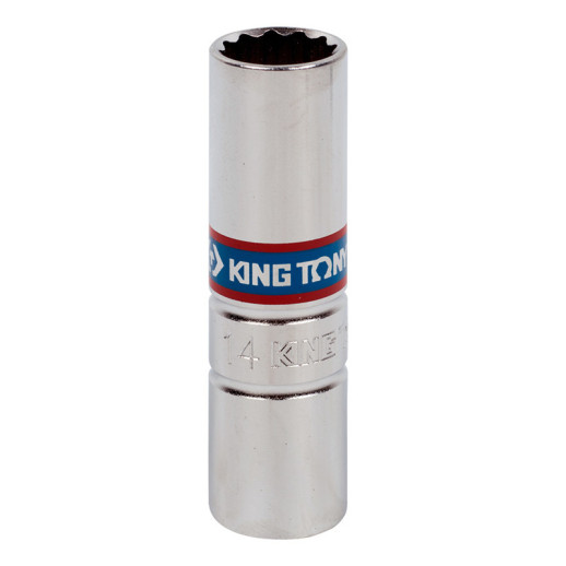 Головка свечная двенадцатигранная 1/2", 14 мм, резиновый фиксатор KING TONY 463014RC