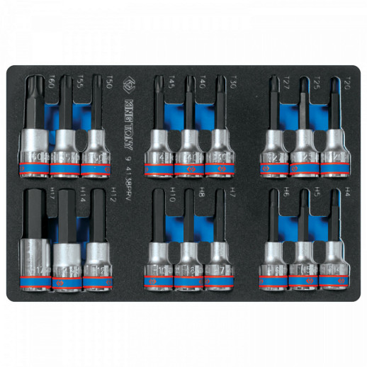 Набор торцевых насадок 1/2"", TORX, HEX, L = 80 мм, ложемент, 18 предметов 9-4138PRV