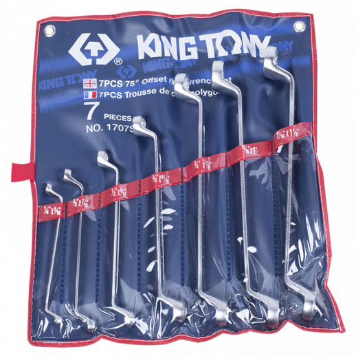 НАБОР НАКИДНЫХ КЛЮЧЕЙ, 1/4"-9/8", 7 ПРЕДМЕТОВ KING TONY 1707SR